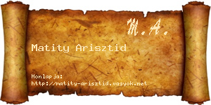 Matity Arisztid névjegykártya